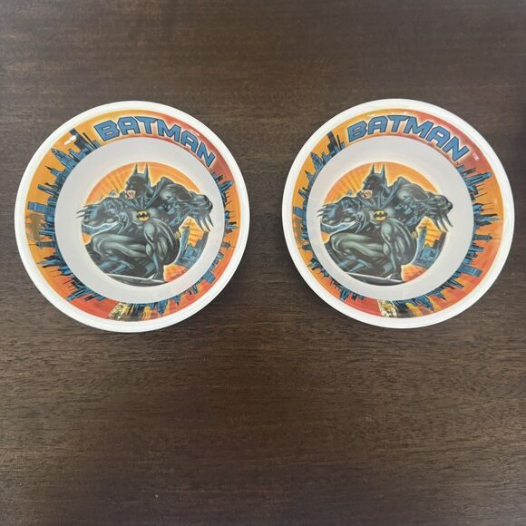 BATMAN Set of TWO Bowls Trudeau Dinnerware 5.5" Melamine DC Comics Children Kids - Picture 9 of 13